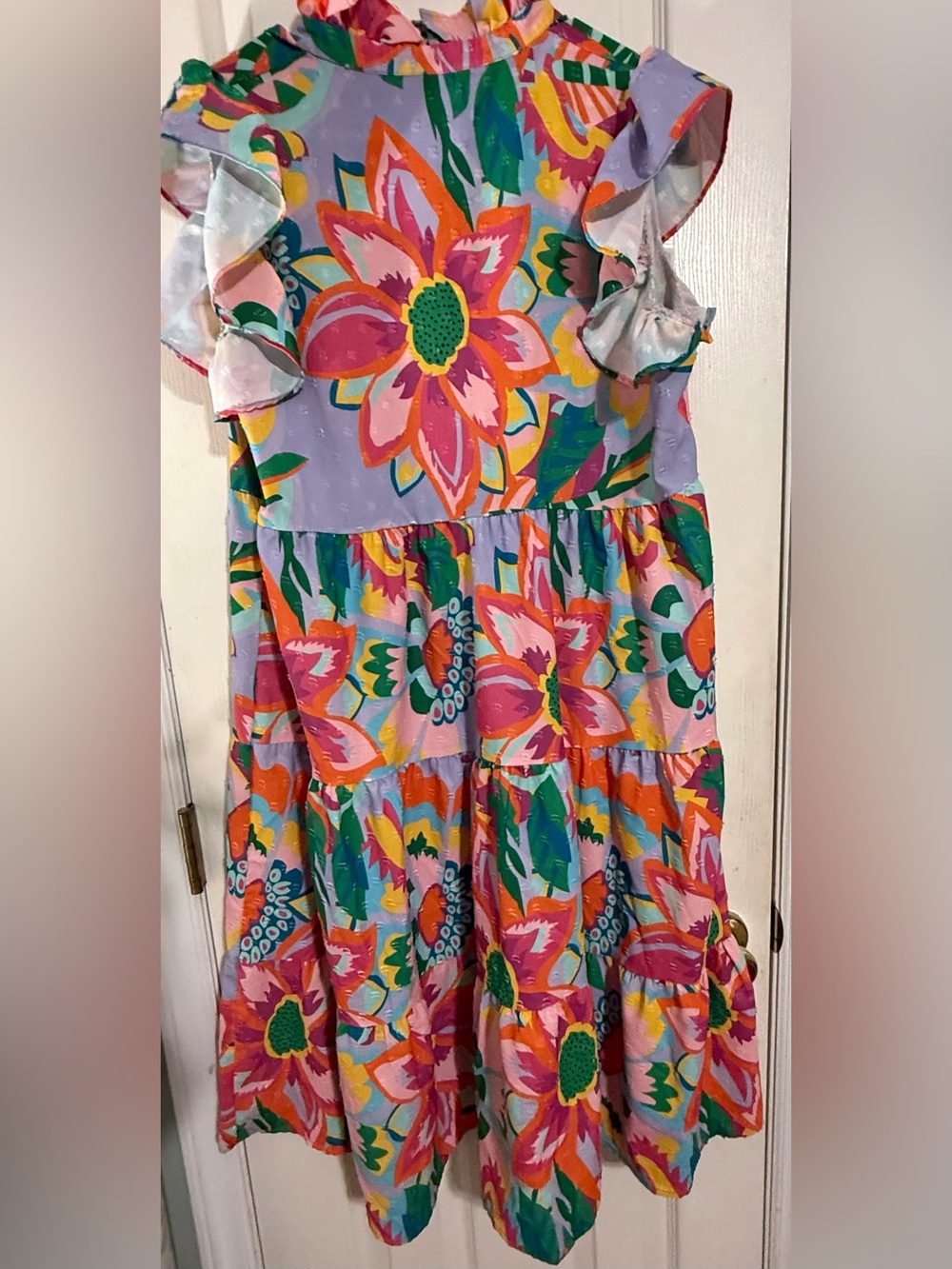 Lavender Floral Tiered Dress - Colorful Flower Print